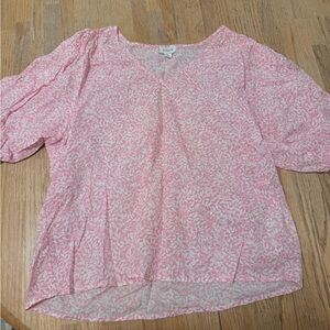 SOLD J. Crew Pink and White Floral Blouse